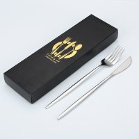 本色不鏽鋼刀叉2件禮盒餐具組