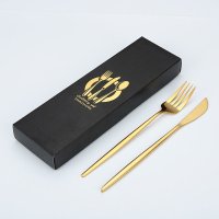 金色不鏽鋼刀叉2件禮盒餐具組