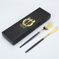 黑金不鏽鋼刀叉2件禮盒餐具組
