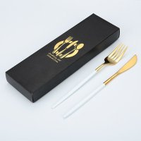 白金不鏽鋼刀叉2件禮盒餐具組